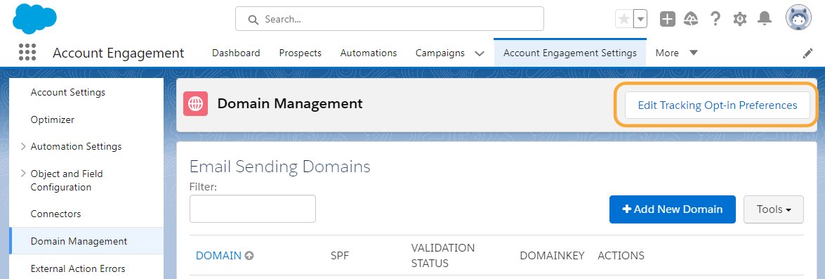 Edit Tracking Opt In Preferences highlighted | Resonant Cloud Solutions